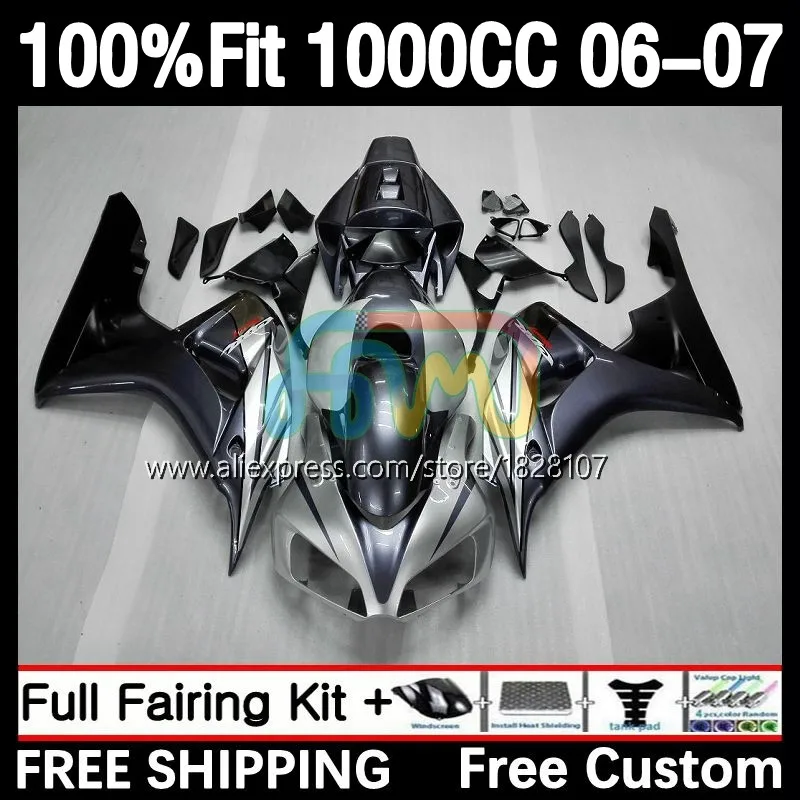 

100%Fit Fairing For HONDA CBR 1000 RR CBR1000 RR CC 1000RR 1000CC Silver black 36No.12 CBR1000RR 06 07 2006 2007 Injection Body