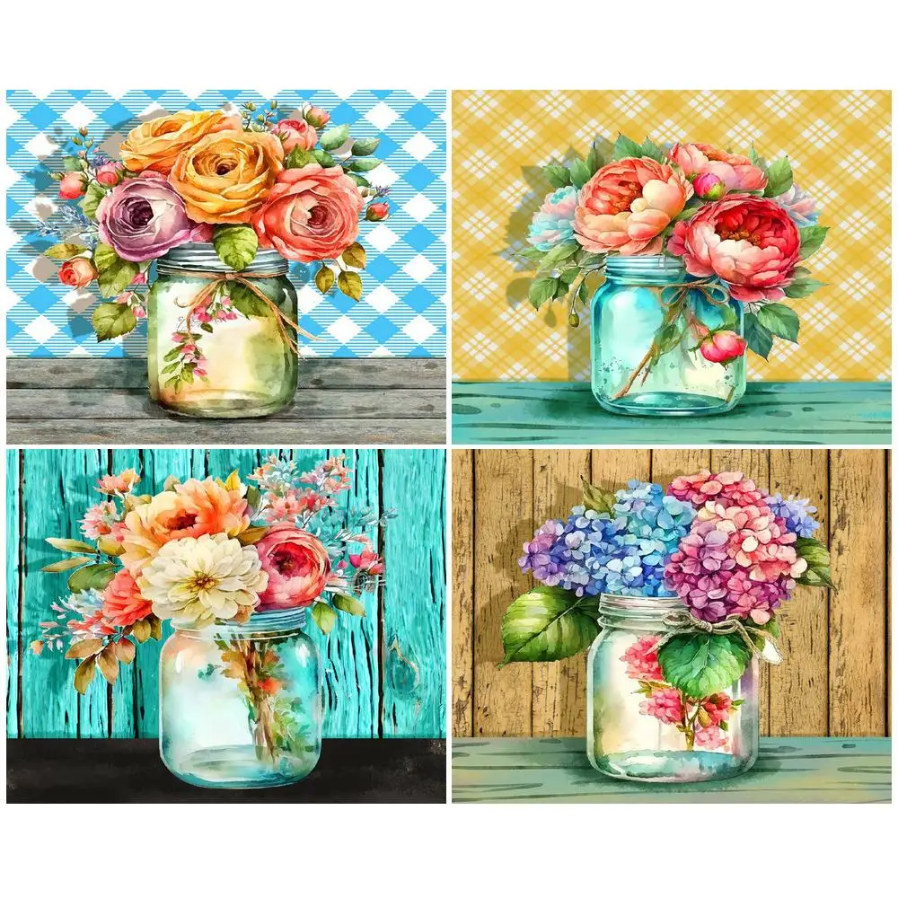 GATYZTORY картина с цветочной вазой по номерам для взрослого ландшафта 60x75 см