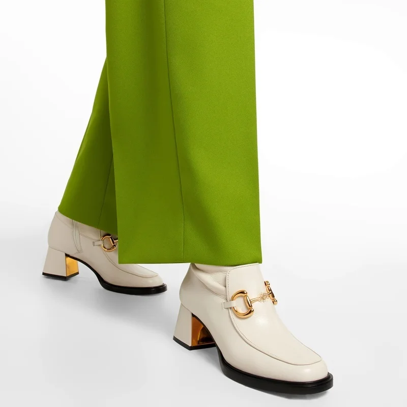 European pop genuine leather ankle boots for women sexy lady square toe high heels riding boots autumn winter boots heels pumps