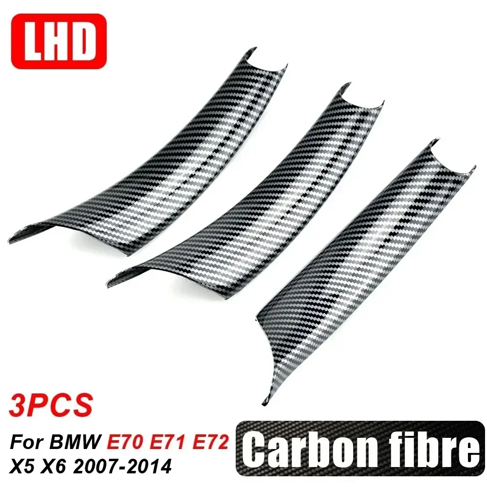 3 шт./компл., крышка ручки внутренней двери автомобиля, подходит для BMW X5 E70 X6 E71 E72 2007-2014 LHD/RHD, стиль из углеродного волокна/матовый черный
