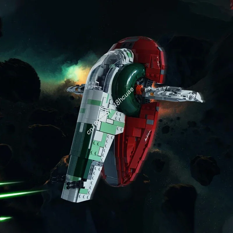 Фото 1467 деталей MOC: Конструктор «Звездный истребитель Slave I» — развивающая игрушка для развития цветовосприятия и STEM-образования, отличный подарок на праздник №1