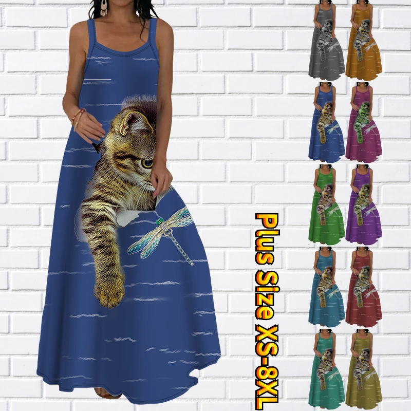 

2023 Summer Floor-length Skirt Casual Sleeveless Strapless New Design Printed Sexy Dress Sleeveless Dress Large Neckline Dress