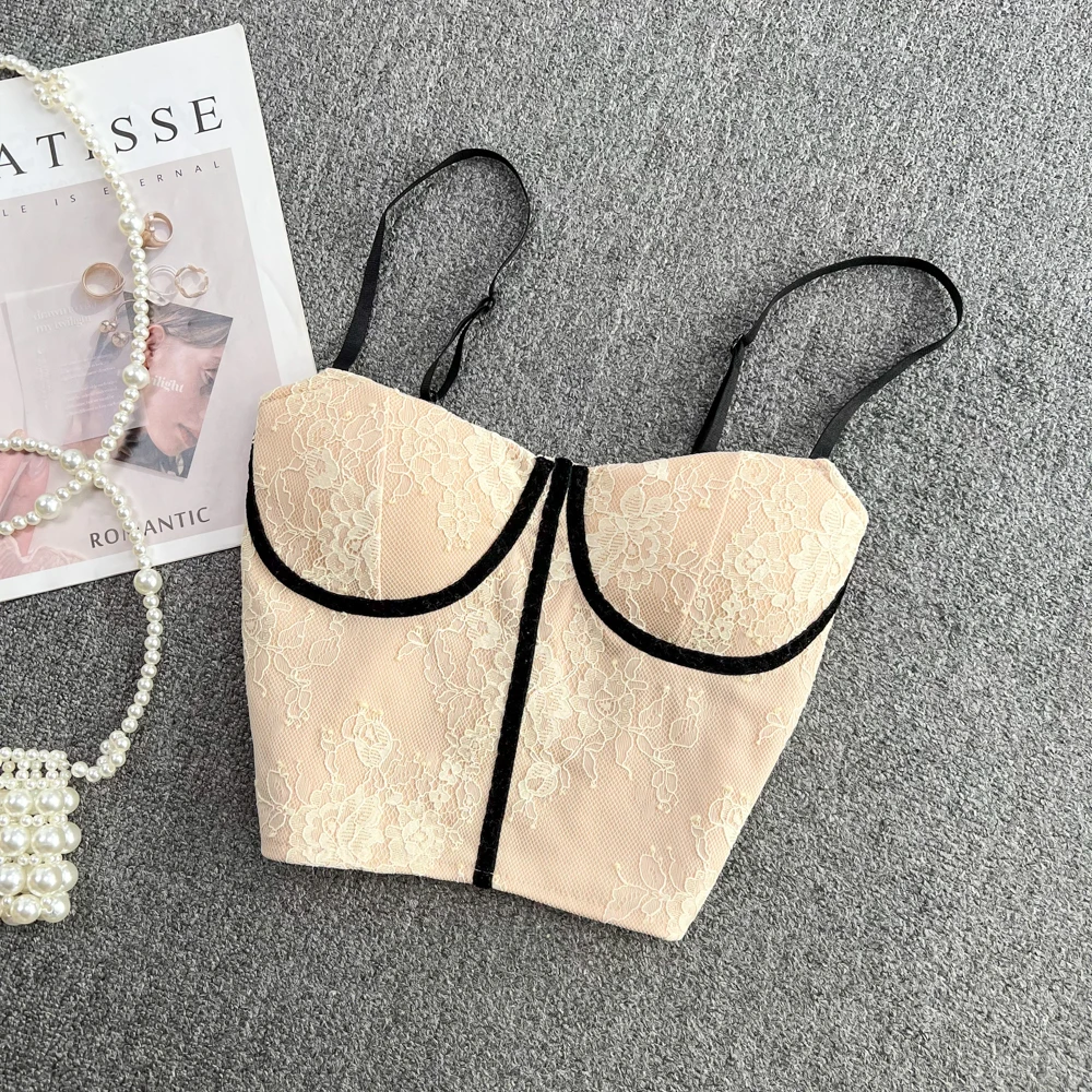 Элегантный кружевной корсет бюстье винтажная пикантная кофта корейская мода