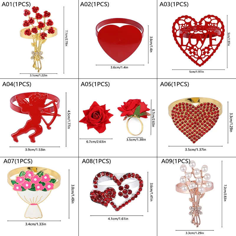 1 шт. кольцо для салфеток роза в форме сердца декор романтическое