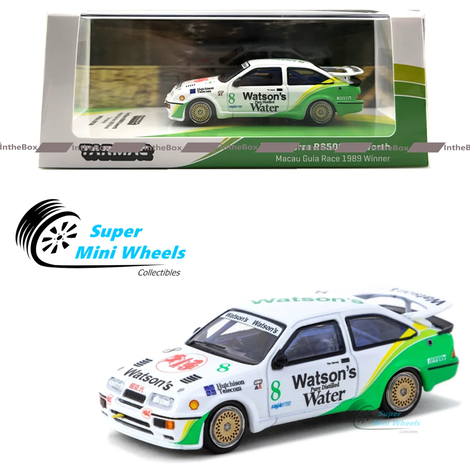 Tarmac Works 1:64 Sierra RS500 Cosworth Макао Race 1989 #8 Winner Коллекционная модель автомобиля