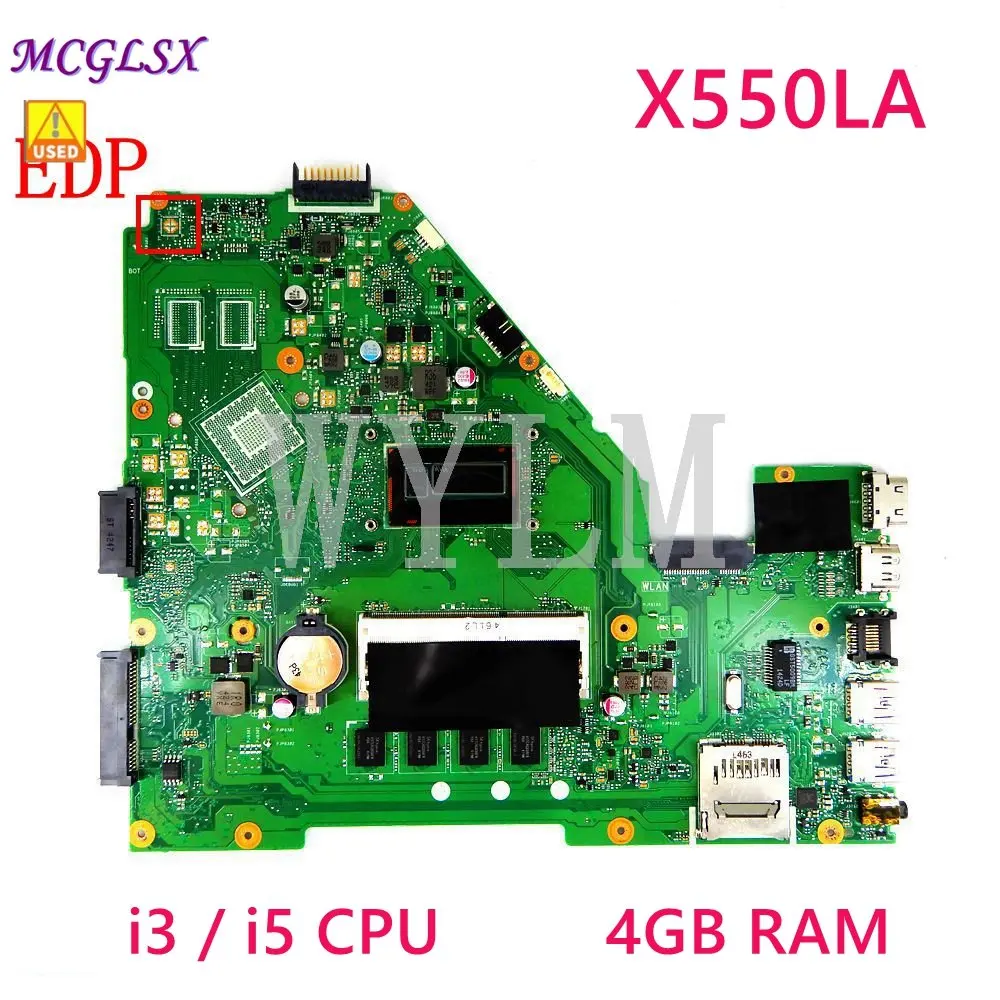 

X550LA EDP i3 / i5 CPU 4GB RAM Laptop Motherboard For Asus A550L X550LD R510L X550LC X550L X550 Notebook Mainboard Test OK Used