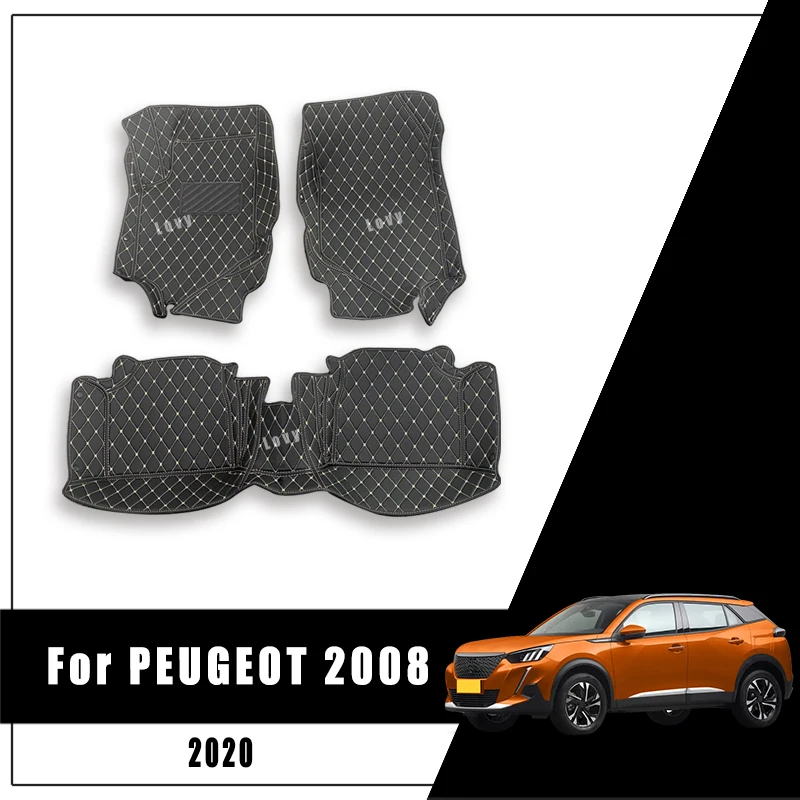 

Автомобильные коврики для Peugeot 2008 2020, аксессуары для интерьера автомобиля, коврики для стайлинга, кожаные передние и задние боковые накладки на ножки, коврик