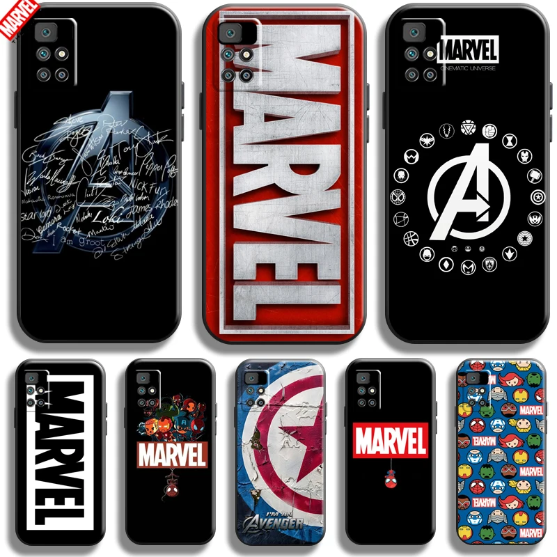 

Marvel Avengers Logo For Xiaomi Redmi 10 Phone Case Redmi 10 Soft Liquid Silicon Black Silicone Cover Funda Coque