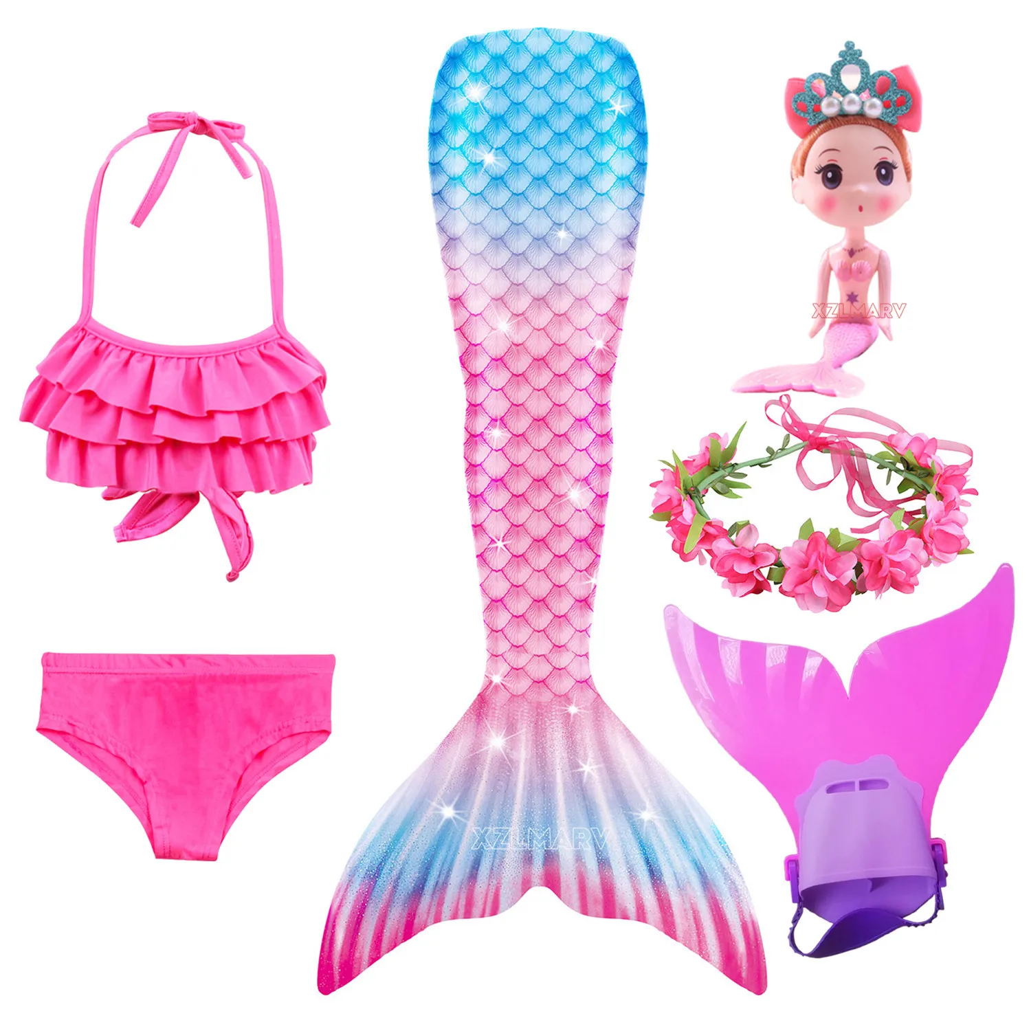 Детский костюм для косплея Русалочки Фэнтезийный Купальник девочек с хвостом