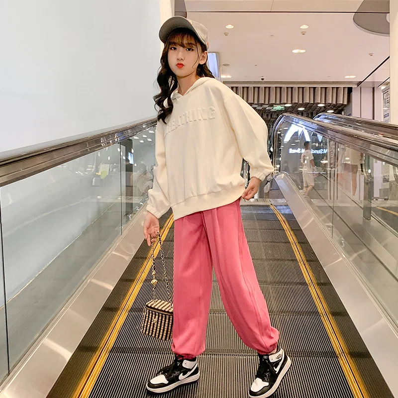

Autumn Girls Tracksuit Cotton Long Sleeve Casual Hoodies Sweatpants Two Pieces Teenage Children Clothing Set Casual Sportswear