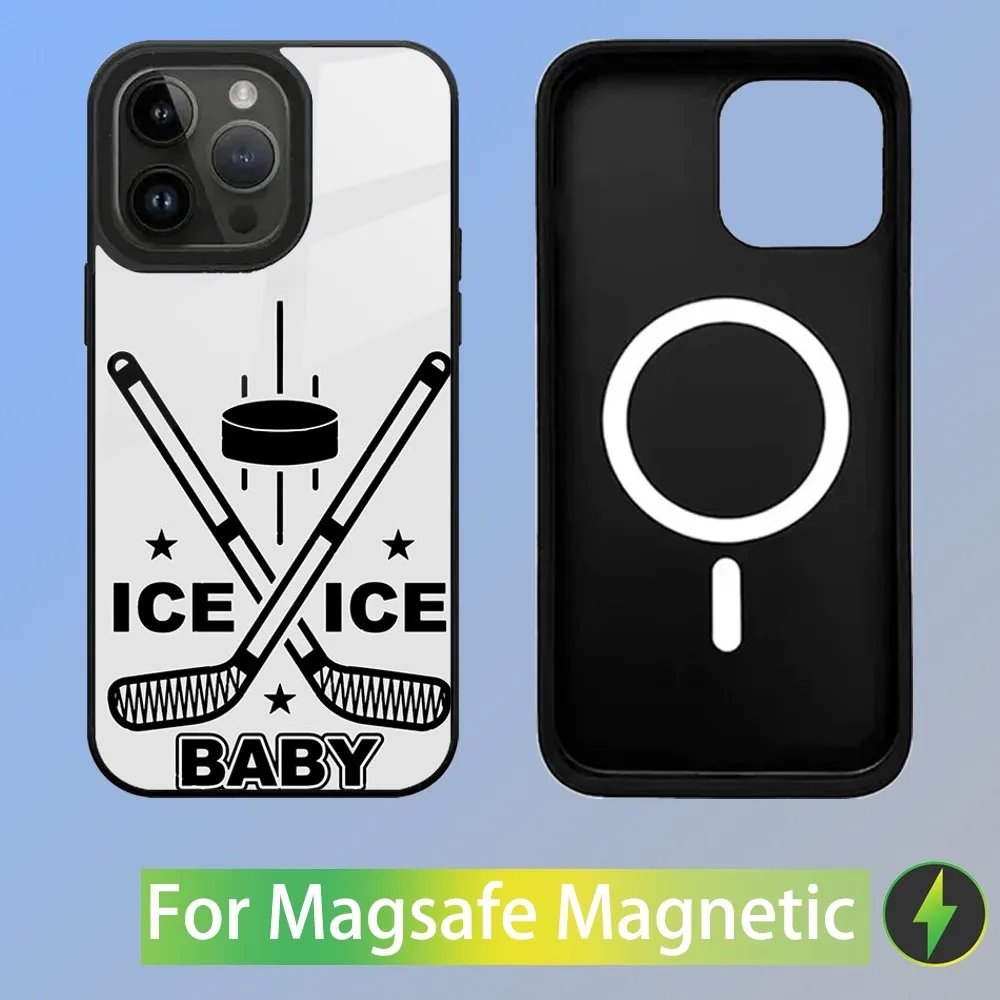 Чехол для телефона хоккея с хоккеем и льдом iPhone 15 14 13 12 11 Plus Pro Max Mini Magsafe магнитная