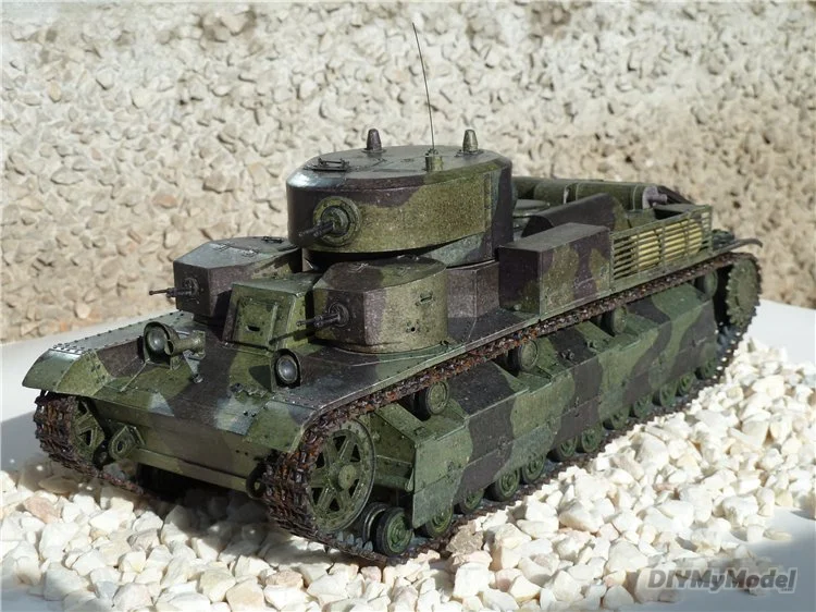 

DIYMyModeI Soviet T-28 medium tank DIY Handcraft Paper Model KIT Handmade Toy Puzzles Gift Movie props