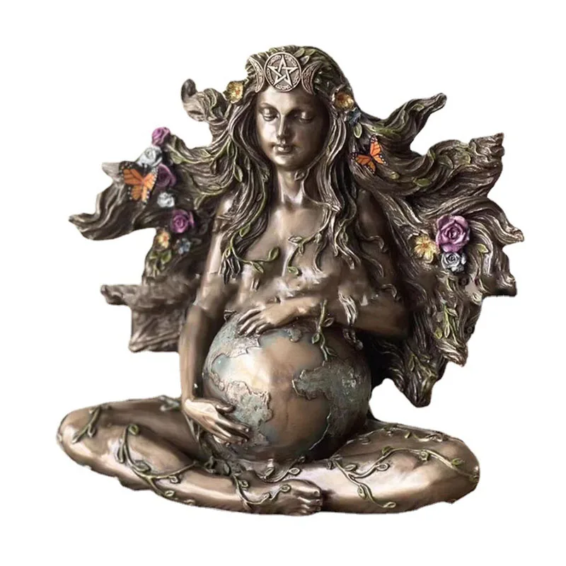 

Mother Earth Resin Statue Gaia Goddess Fairy Decorative Buddha Figurine Sculpture Meditation Mythic Home Desk Decorative Gift
