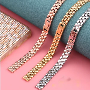 Strap female stainless steel watchband metal bracelet small  student  watch strap small fine  strap 