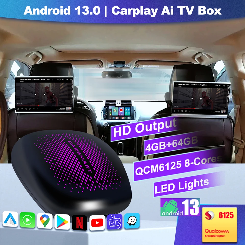 Автомобильный тв CarPlay видеоплеер беспроводной Android авто Apple адаптер Netflix Youtube