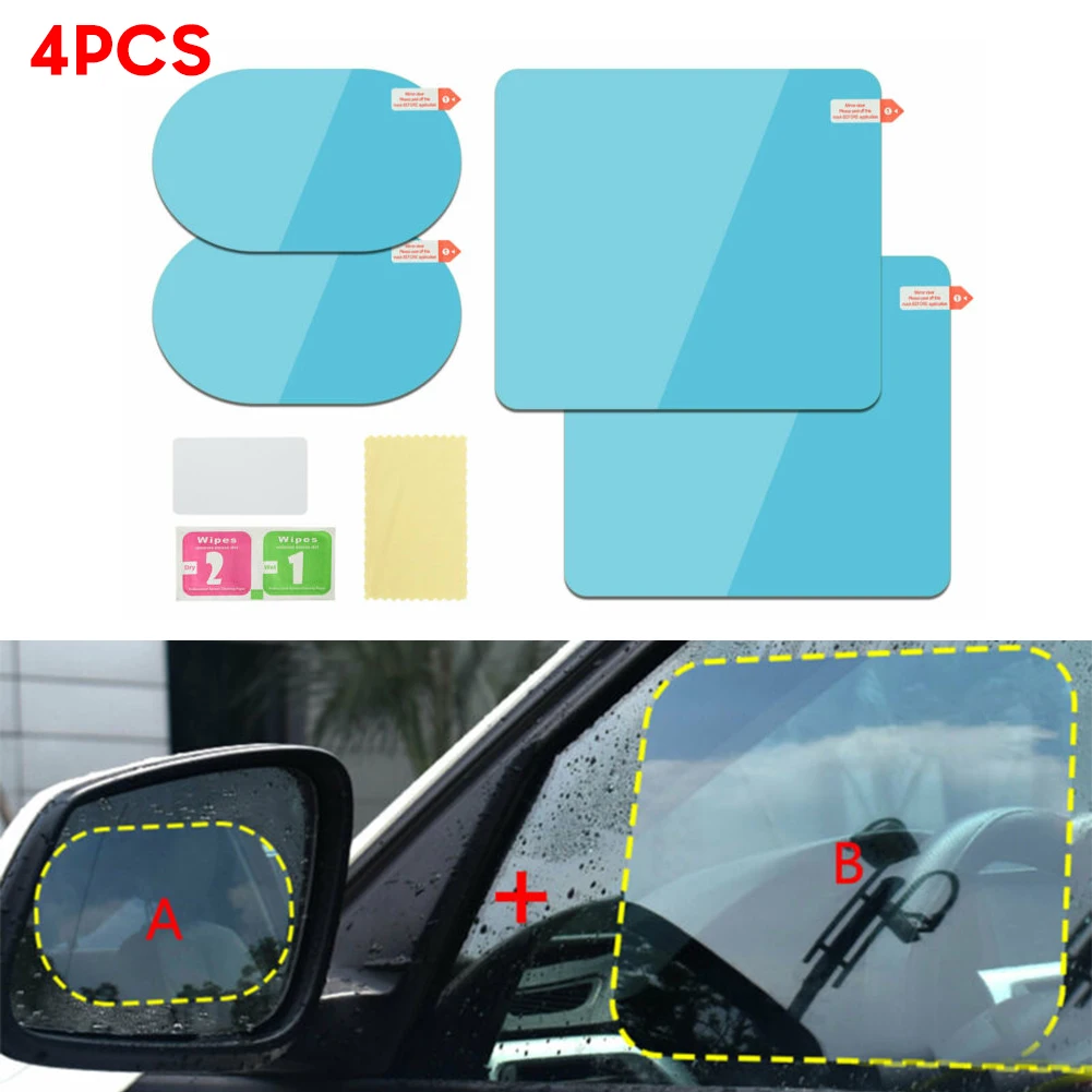 

4PCS Rainproof Rearview Mirror Sticker Anti Fog Rain Shield Protective Film Rainproof Rearview Mirror Sticker