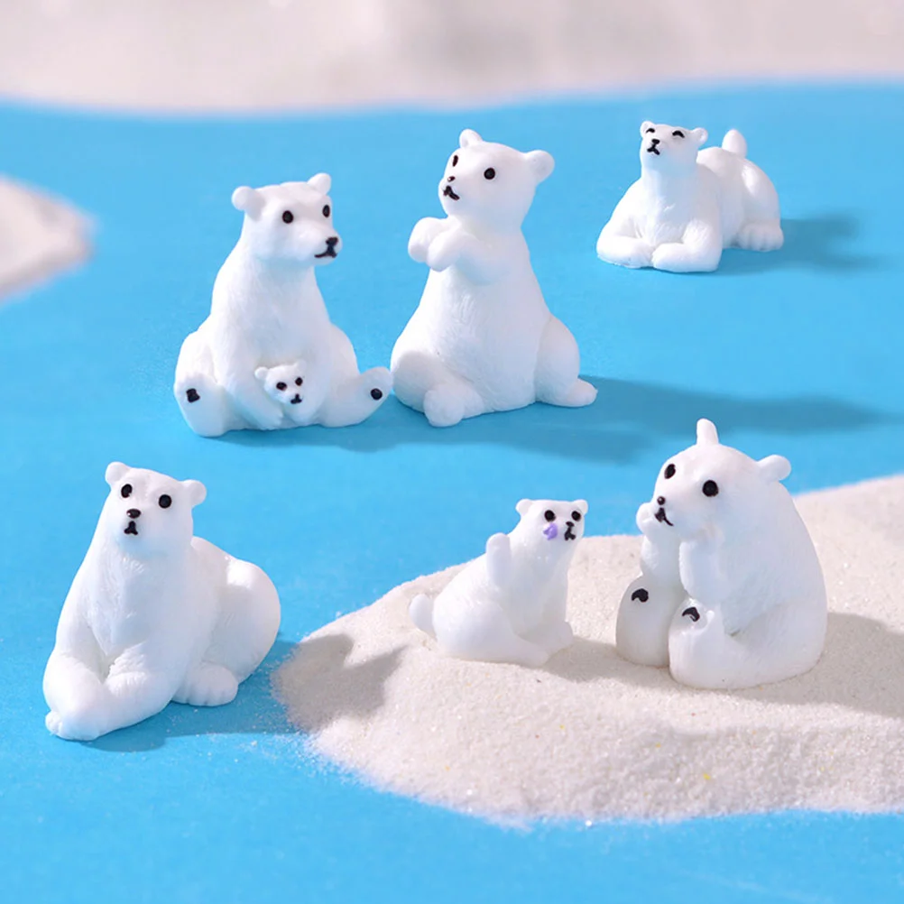 

12 Pcs Crafts Mini Bear Figurines Garden Tiny Statues Small Decorations Miniature White Resin