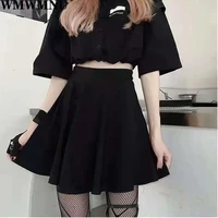 summer goth harajuku streetwear e girl women black high waisted a line skirt shorts dark academia gothic mini skirts