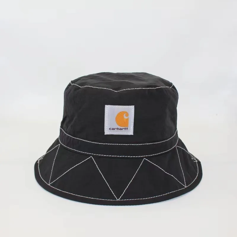 

2023 tooling vintage short brim bucket hat flat top leather label bucket hats