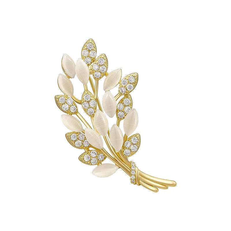 

PTQASP South Korea's New Design Fashion Jewelry Exquisite Copper Inlaid Zircon Wheat Ear Opal Brooch Elegant Women's Brooch