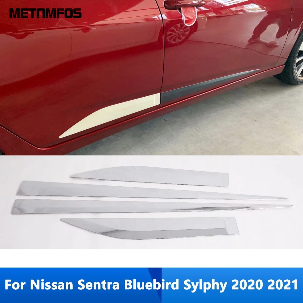 

Аксессуары для Nissan Sentra Bluebird Sylphy 2020, 2021 углеродное волокно, линия автомобильной двери, боковой кузов, юбка, полоса, молдинг, отделка, наклейка