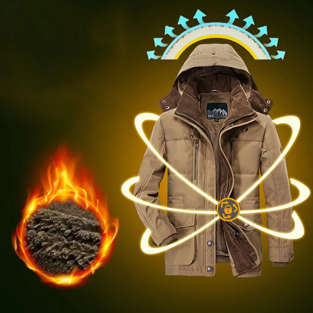 New in Men'S Coat Lapel Outwear Vintage Thicken Middle-aged Coat  Men Parkas Jacket Dropshipping