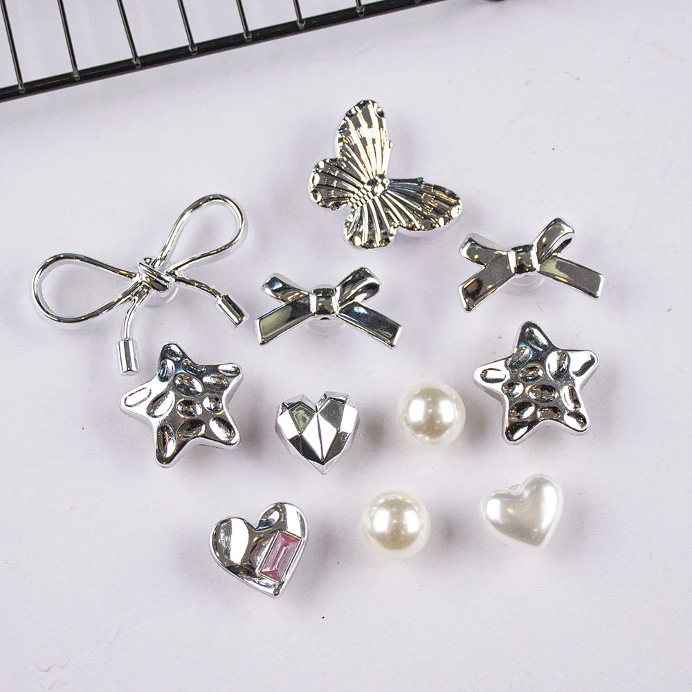 Серебряное отверстие для банта пряжка обуви аксессуар сделай сам съемное