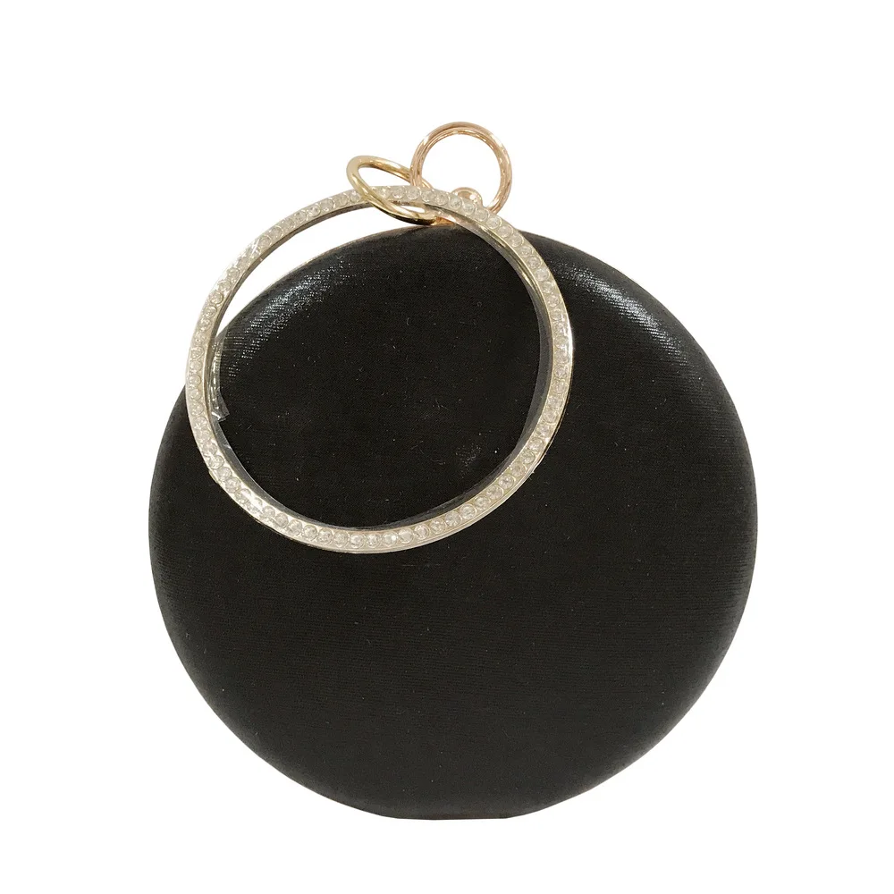 

Круглая коробка из искусственной кожи для женщин, простой клатч 16x15,5 см, праздничный браслет с цепочкой и бриллиантами, A7762