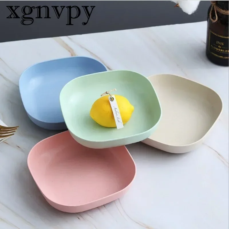 xgnvpy Wheat Straw Round Plate Set Unbreakable Lightweight for Dessert Dinner Home Picnic Fruit Salad Snack Kids Friendly