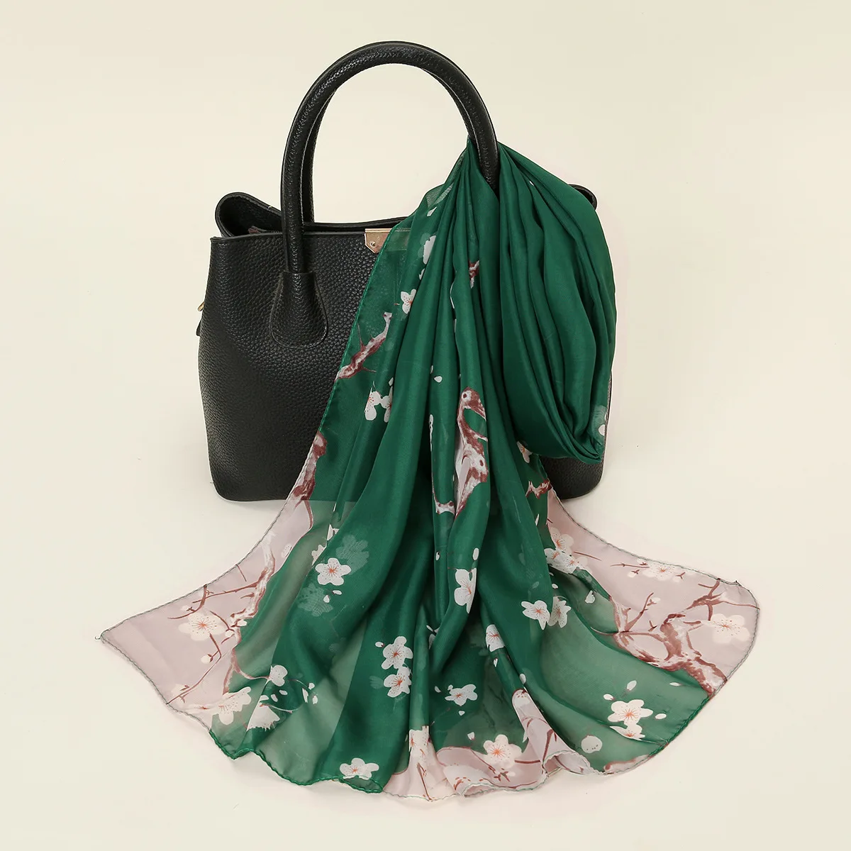 

New Trendy Elegant Silk Scarves Women's Flower Print Long Chiffon Scarf Soft Wrap Lady Shawl Fashion Accessories