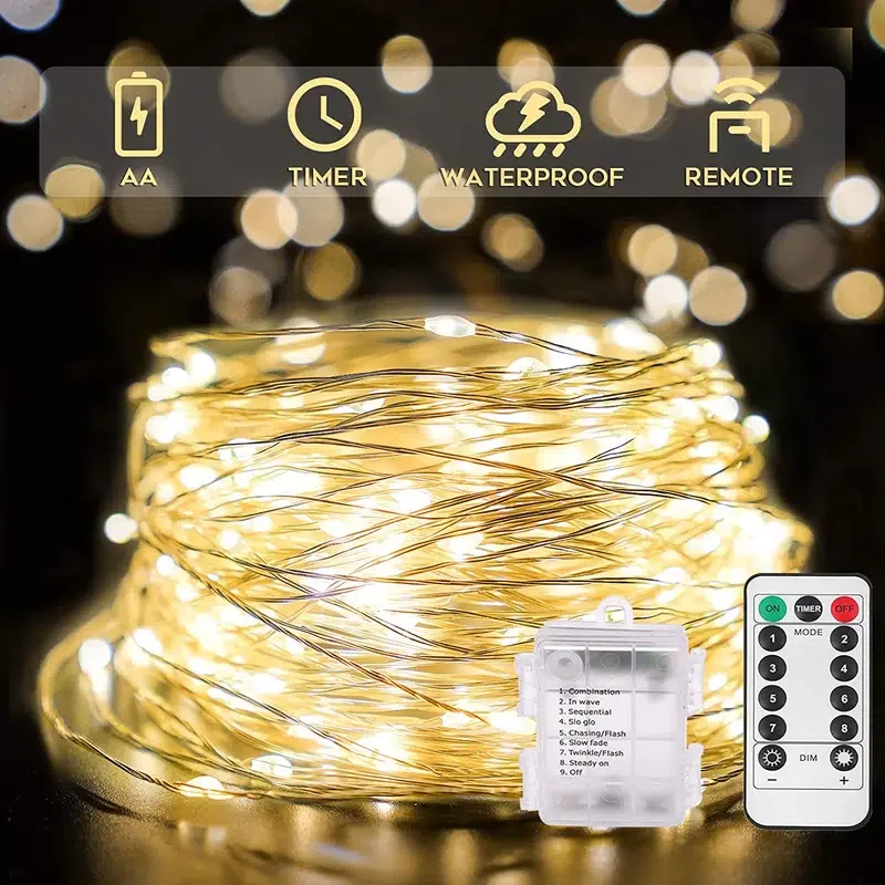 

HMTX 1pc, 33ft, 100LED, Outdoor String Lights, Christmas Star Lights, Battery Powered With Remote Control
