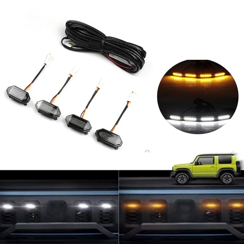 

For Suzuki Jimny JB74 JB64 2019 2020 2021 Front Grille LED Lights Daytime Running Lamp White Amber External Grille Lamps