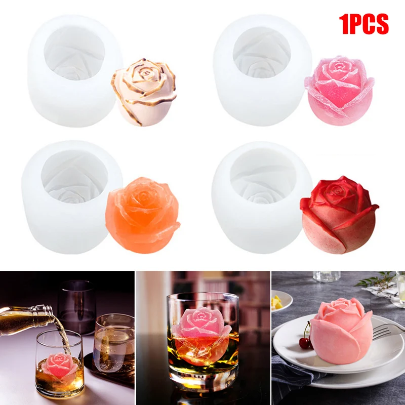 

Форма кубика льда, силиконовая форма розы, искусственная поднос, 3D большая форма для мороженого, шариков, многоразовая форма для коктейлей и виски, посуда, инструмент VC