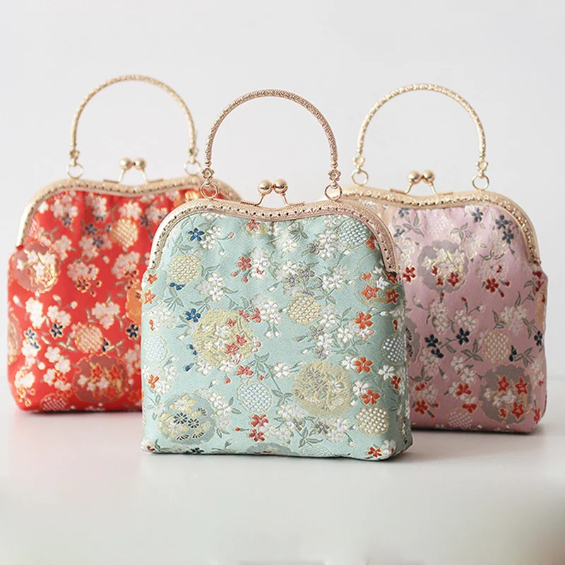 

vintage elegant design women DIY shoulder bag with handle floral purse material or finished pack