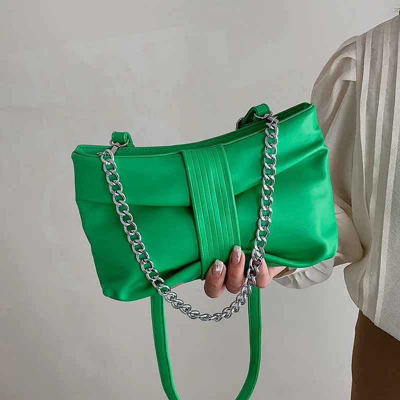 

2022 Casual PU Leather Women Handbags Solid Color Folds Female Crossbody Bag Bolso Mujer Soft Travel Ladies Handbags And Purses