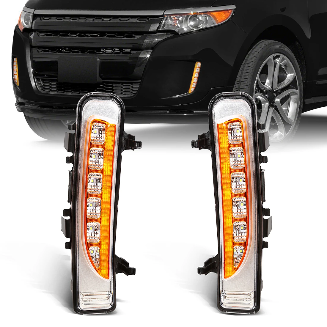 _ Дневные ходовые огни для Ford Edge 2009 2010 2011 2012 2013 2014 DRL динамический сигнал поворота