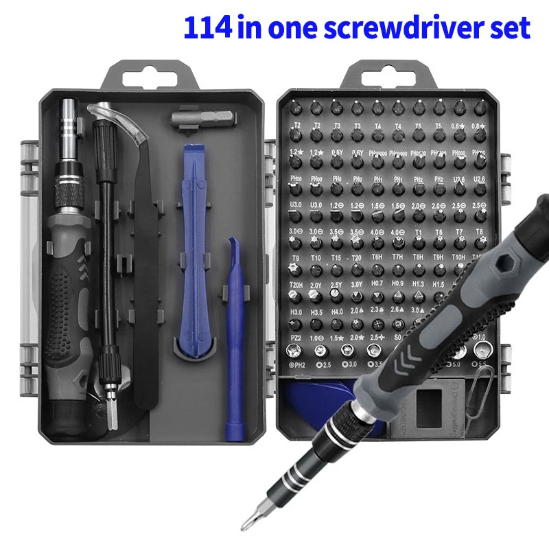 

114 IN 1 Screwdriver Set Precision Magnetic Phillips Pz2 Driver Bit For Laptops Phone Watch Tablet Electronic Device Hand Tools