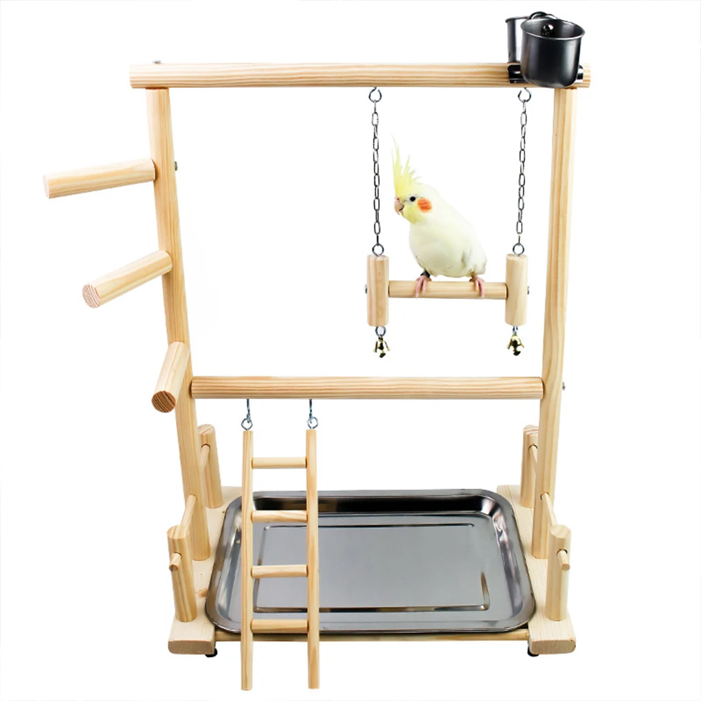 

Wood Double Layer Parrot Play Stand - Gift For Birds Easy To Move Around Relieve Birds Stress