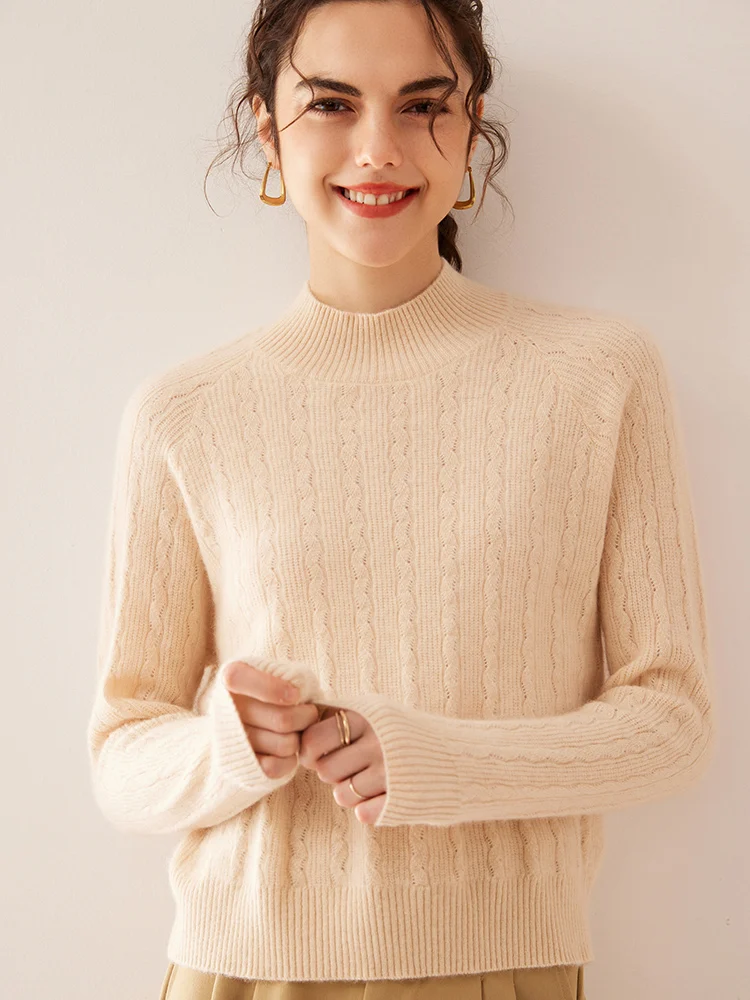 24 осенне-зимний новый кашемировый свитер с полувысоким воротником женский