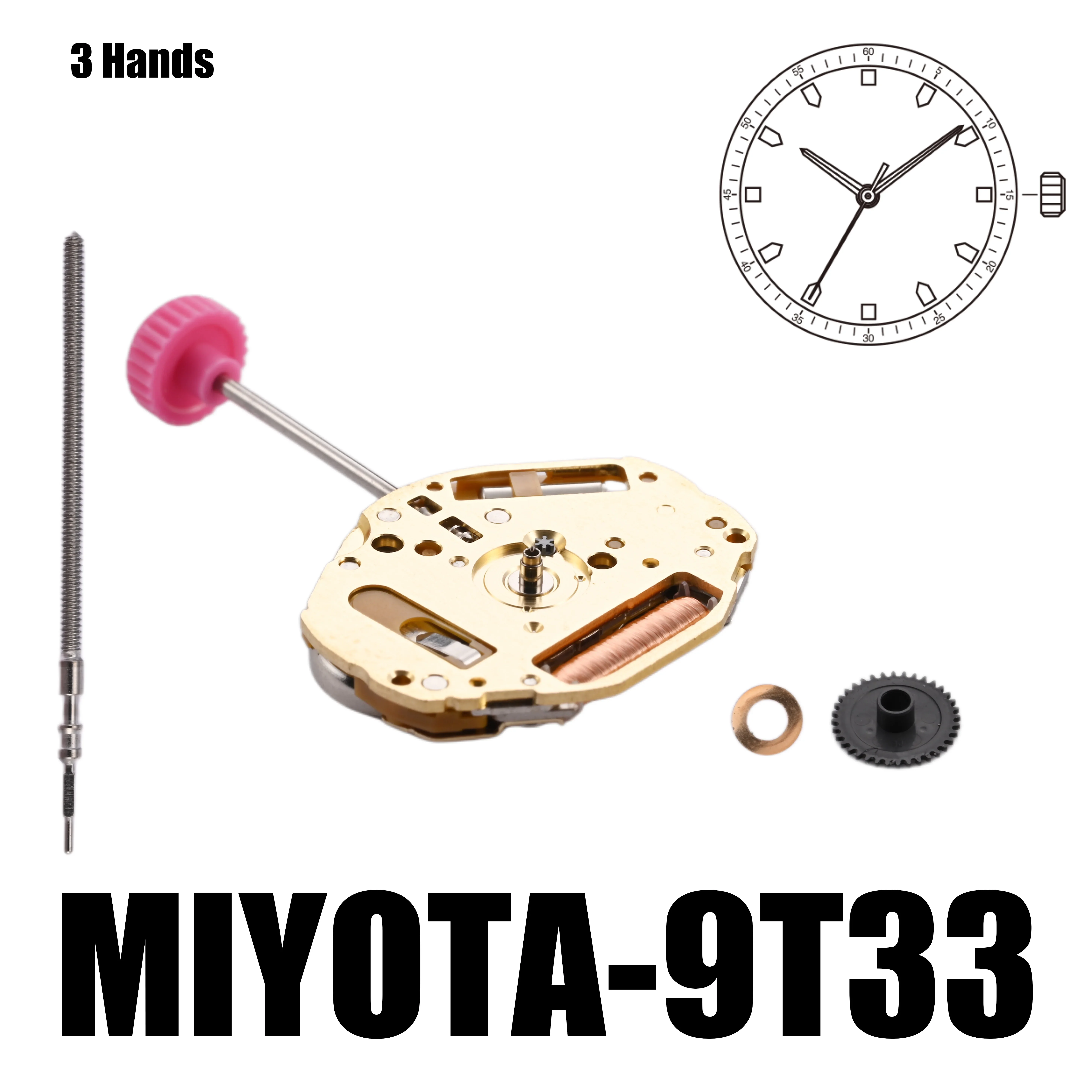 Движение 9T33 Miyota движение с 3 стрелками сверхтонкое движение. Идеально подходит