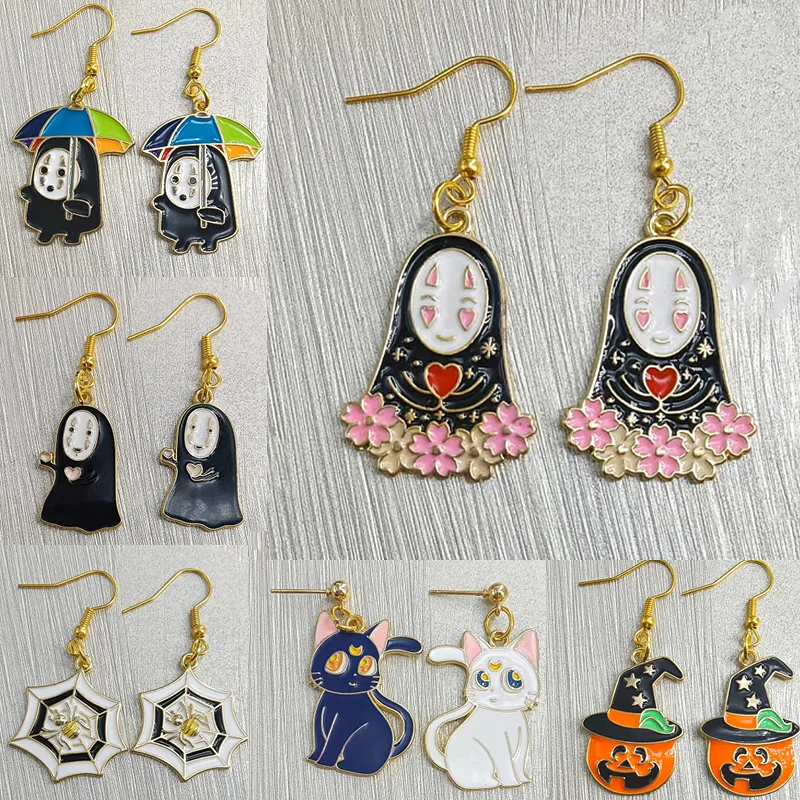 

Anime Spirited Away No Face Man Earrings Cartoon Fairydust Ghost Drop Earring Alloy Totoro Stud Earrings Jewelry Gifts