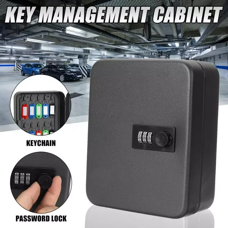 

Home Combination Lock Key Safe Box Organizer Lockable Password Wall Mounted Office Car Resettable Code Metal Security