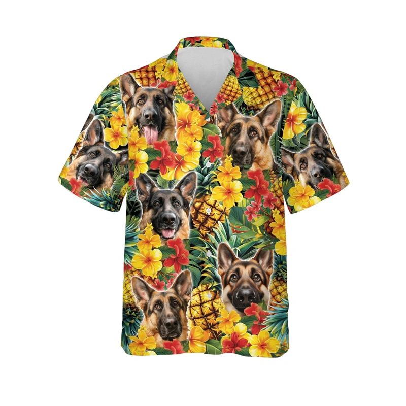 Модная рубашка Rottweiler Graphic для пляжа Гавайские рубашки с изображением животных и