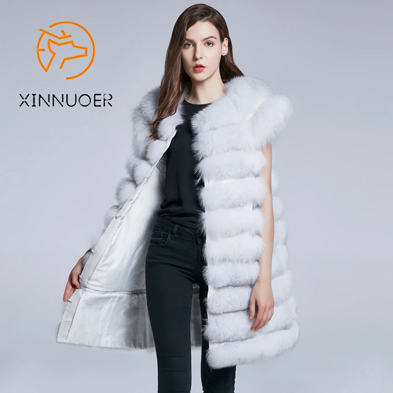 Женский жилет из меха лисы на осень-зиму, модный, роскошный и очаровательный, новинка 2022 года.