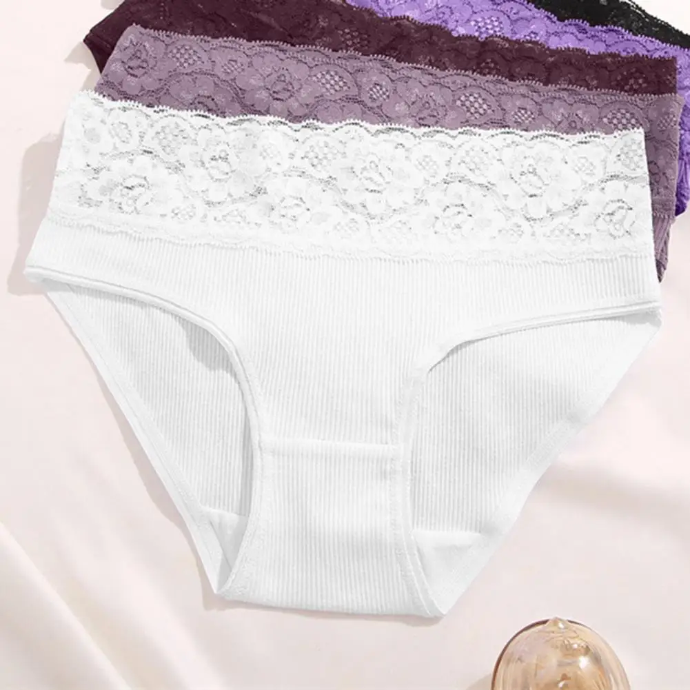 Эластичные бесшовные кружевные женские трусики с низкой талией женское