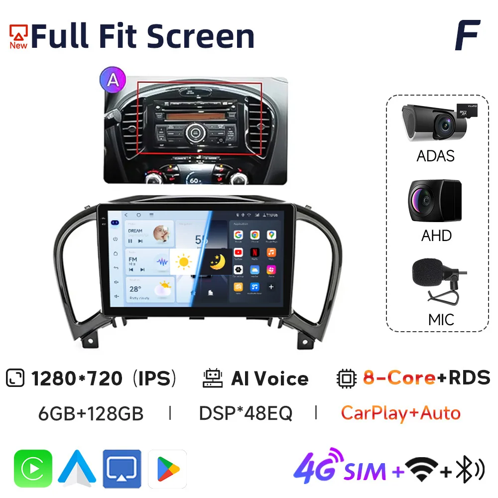 

Для Nissan Juke 2011-2019 Tesla Style 9 дюймов беспроводной Carplay Android авто радио Android чехол на сиденье мультимедийный плеер навигация