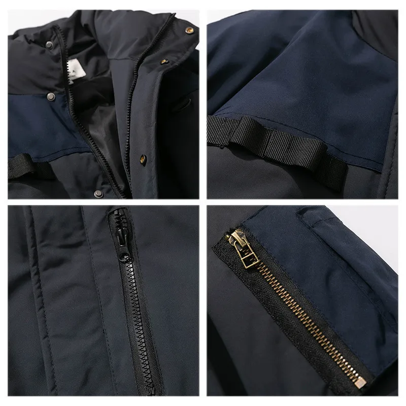 Rainbowtouches Thicken Mens Parkas Patchwork Pocket Warm Winter Jacket Coats Harajuku Fashion Male Loose Cotton Padded Jackets