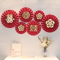 red wedding paper fan decoration happy wedding double happiness wedding valentines day party wall decoration paper fans