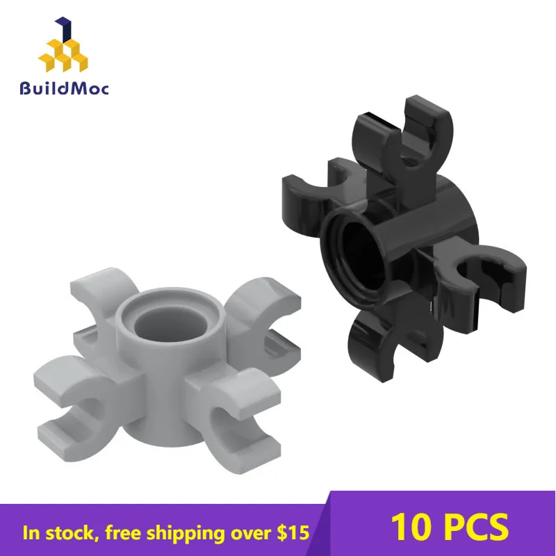 

10PCS MOC Bricks 15646-90202 High-Tech Pin Connector Round with 4 Clips For Building Blocks Parts DIY story Educational Toys