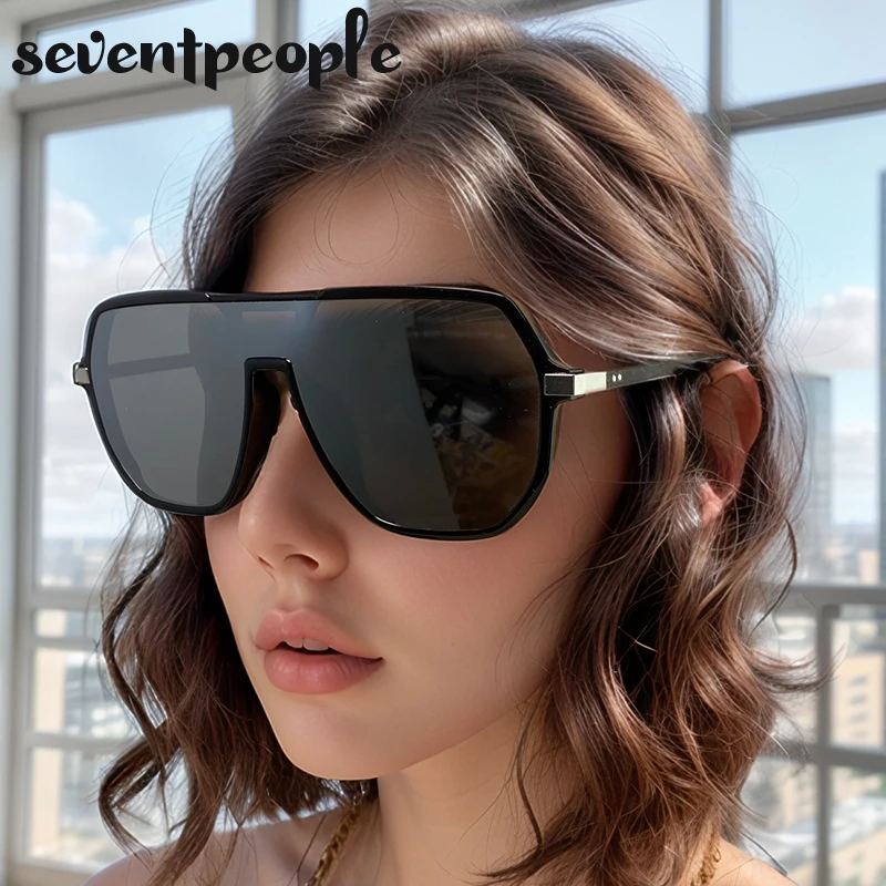 Квадратные цельные солнцезащитные очки для мужчин 2024 большие в металлической